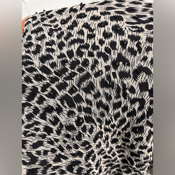 Vintage 100% Silk ICE Dress Black/White Animal Print SIZE 10 Beaded Y2K - Picture 4 of 16